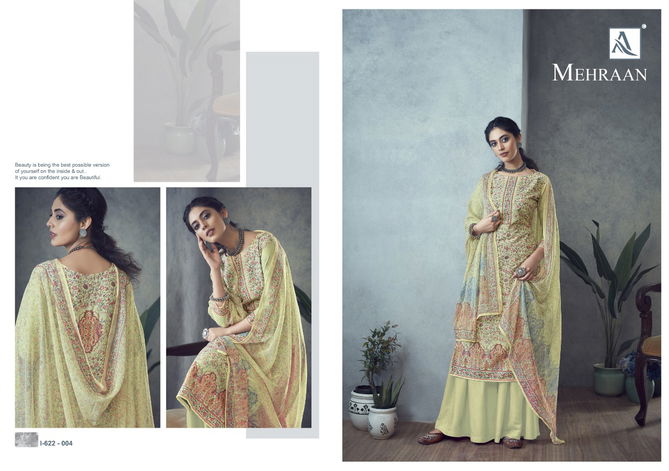 Alok Mehraan Latest Fancy casual Wear Designer Pure Muslin Digital Print with Swarovski Diamond Dress Material Collection
