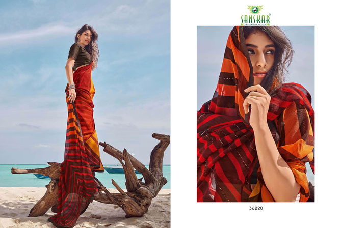 Sanskar Instagram 2 Latest Designer Printed Party Wear Or Running Wear Georgette Saree Collection 