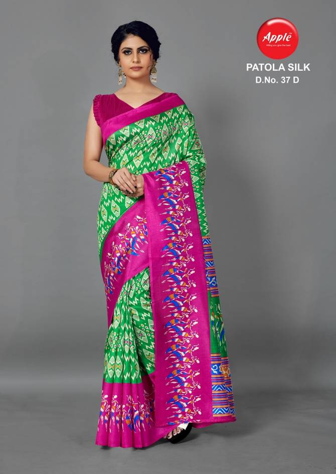 Apple Patola Silk 37 Latest Designer Fancy Casual Wear Printed Art Silk Saree Collection
