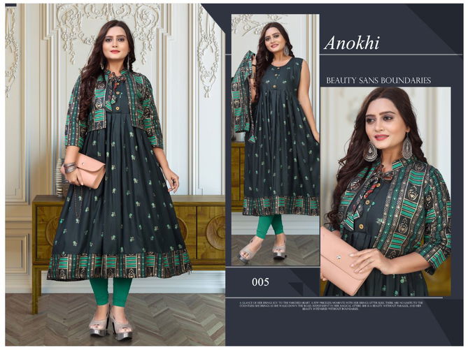 Akhand Jyot Anokhi New Ethnic Wear Rayon Printed Designer Kurti Collection