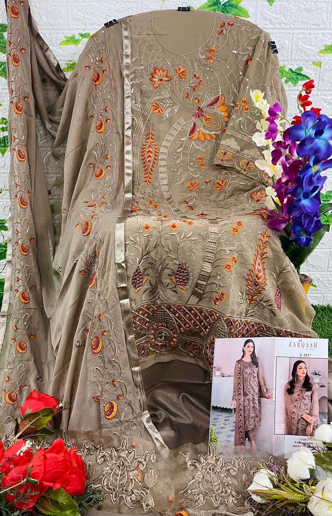 Z 3027 Zarqash Embroidery Georgette Pakistani Suits Exporters In India