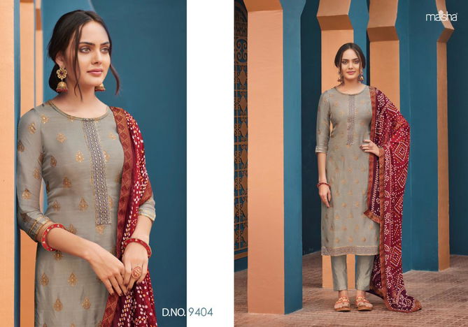 MAISHA NAFIZA Fancy Festive Wear Pure dola Jacquard Buti  with Embroidery And Hand Work Top With Digital Print Dupatta Collection