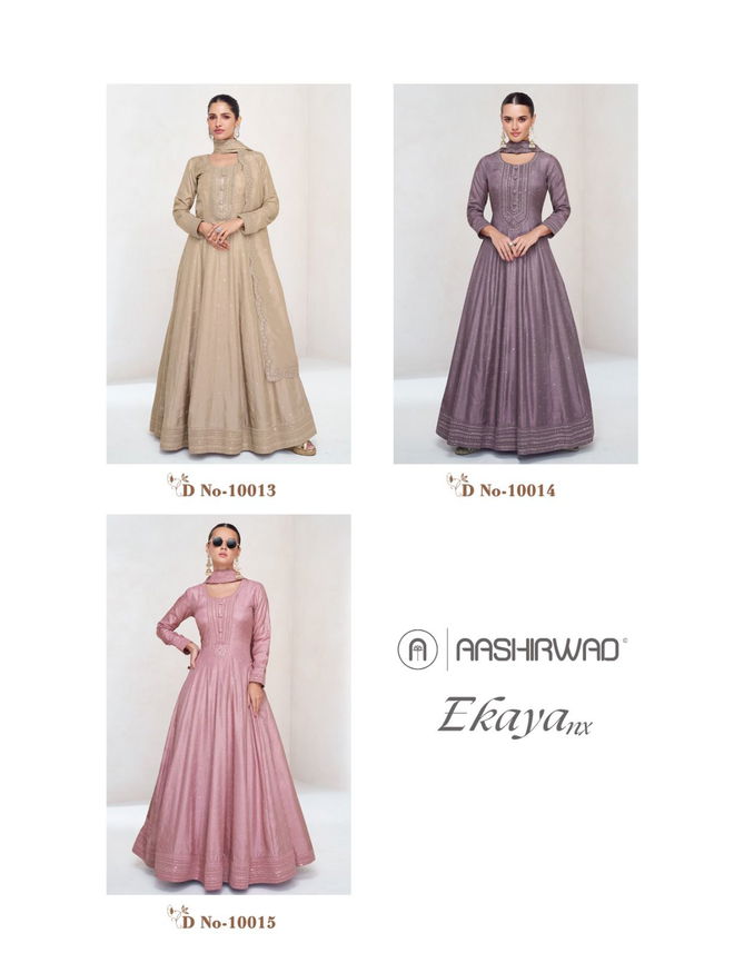 Ekaya Nx By Aashirwad Premium Silk Gown With Dupatta Wholesale Price