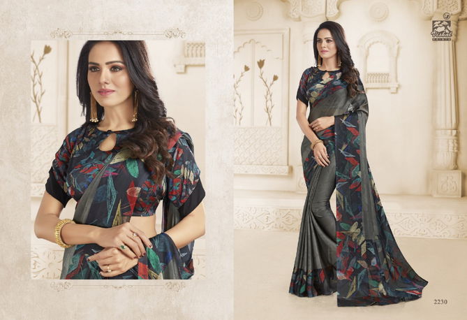 VISHAL SHREYA Latest Regular Wear Black Chiffon Printed Saree Collection