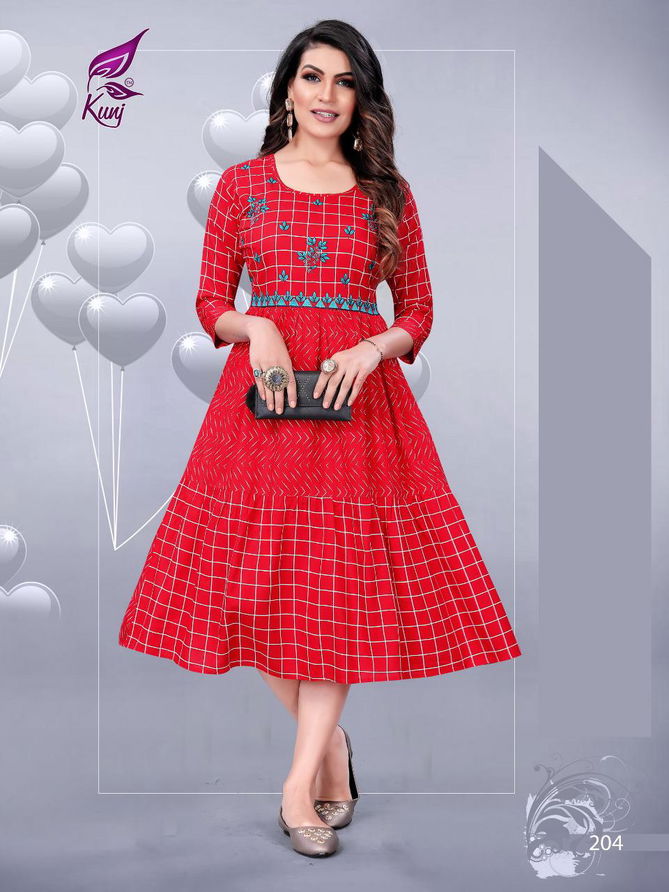 Kunj Kivi 2 Latest Fancy Ethnic Wear Anarkali Printed Rayon Kurtis Collection