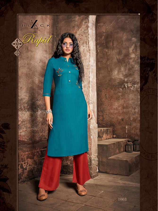 Z Black Rapid Latest Exclusive Collection Of Designer Casual Wear Kurtis With Plazzo 