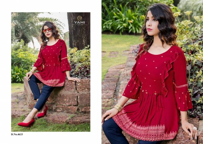 Yami Fashion Bold 2 Rayon Tops with Embroidery Designer Tops Collections