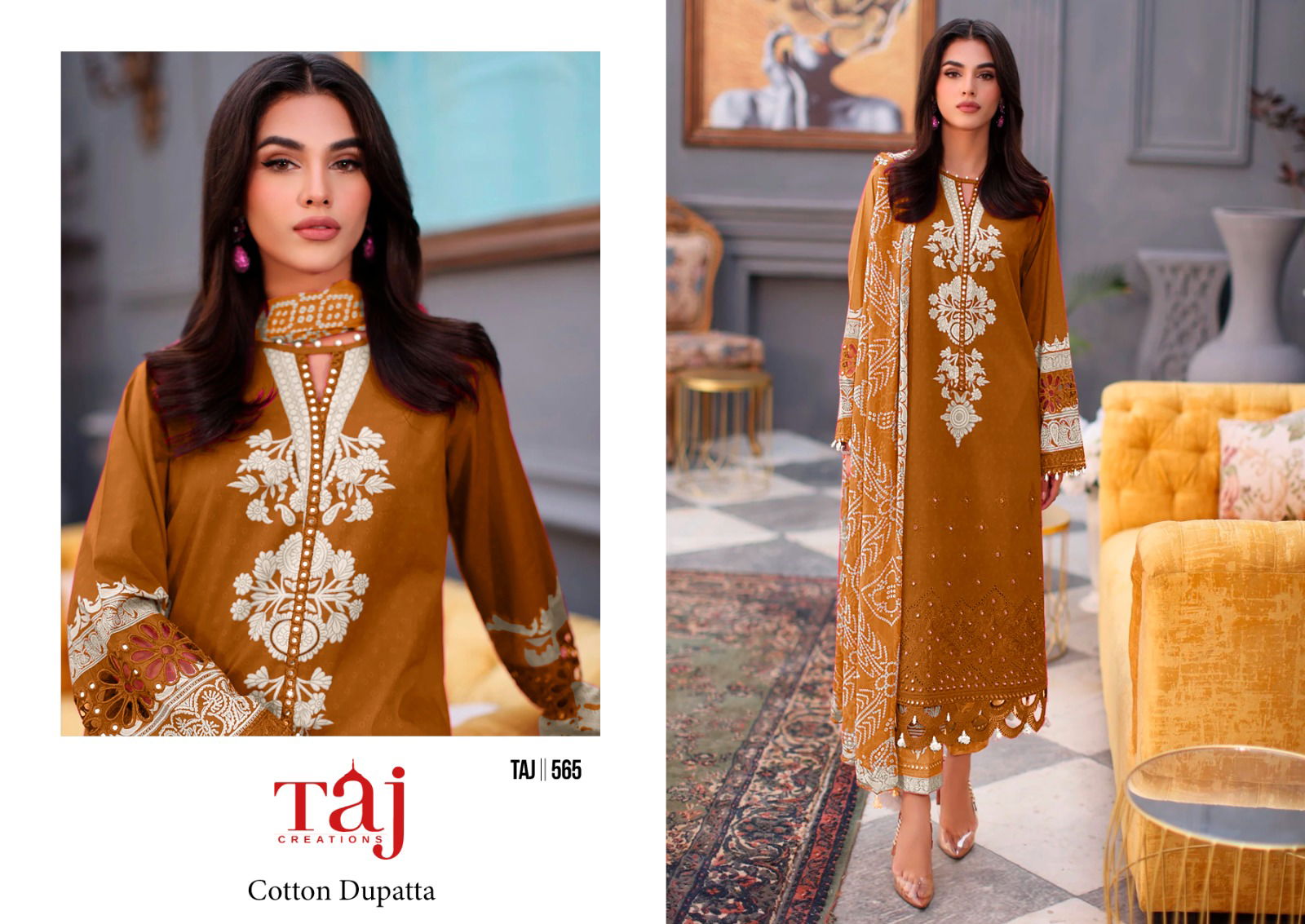 Taj 564 To 566 Chiffon Dupatta Pakistani Salwar Suits Wholesale Shop In Surat