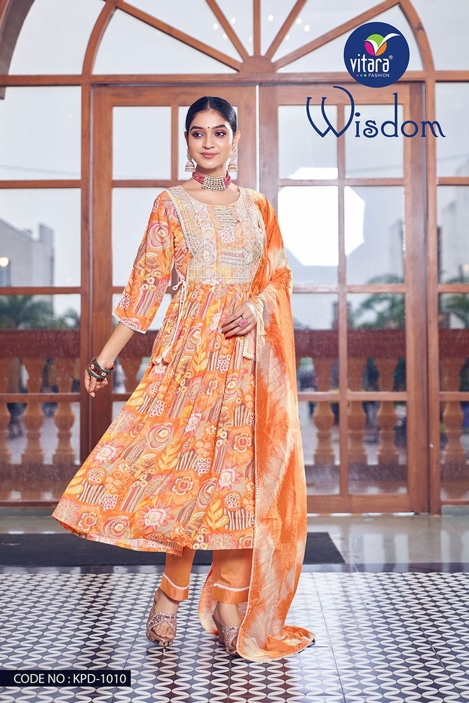 Wisdom By Vitara Rayon Embroidered Kurti With Bottom Dupatta