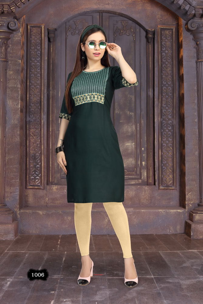 Ft Ice Cream Latest Fancy Designer Casual Wear Straight Cut Rayon Designer Kurtis Collection
