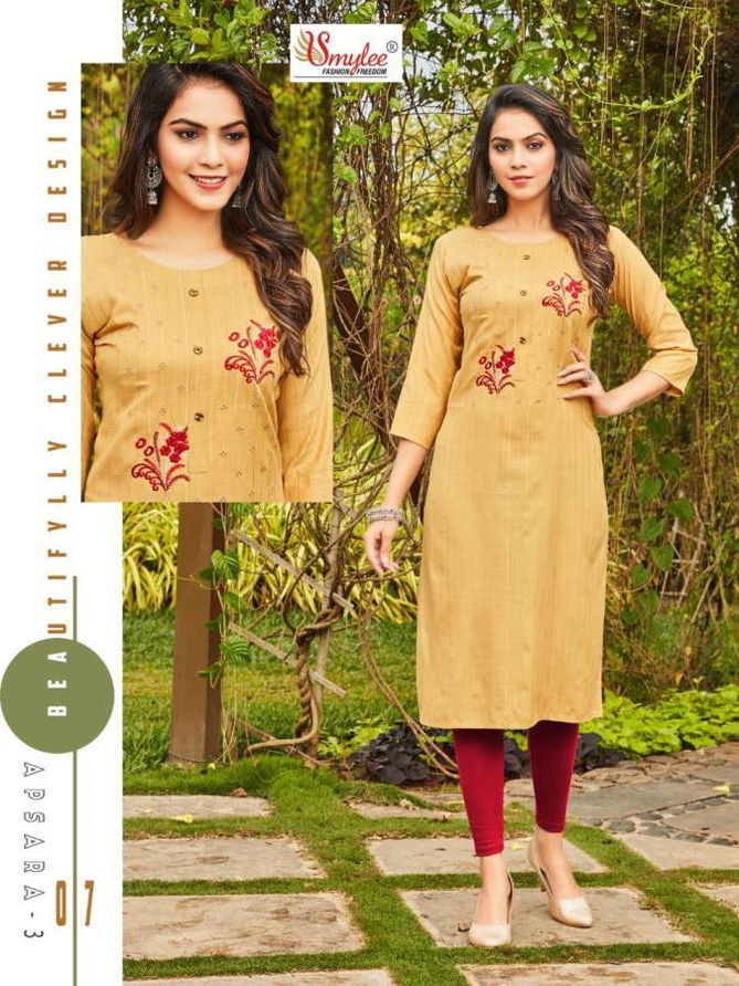 Smylee Apsara 3 Ethnic Wear Rayon Embroidery Designer Latest Kurti Collection