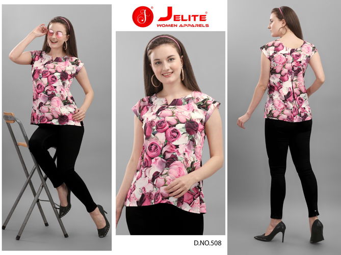 Jelite Orchid Crepe Western Latest Fancy Designer Casual Wear Western Cotton Digital Ladies Top Collection
