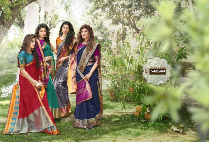 Sangam Bengal Handloom Latest Designer Wedding Wear Festive Wear Silk Saree Collection