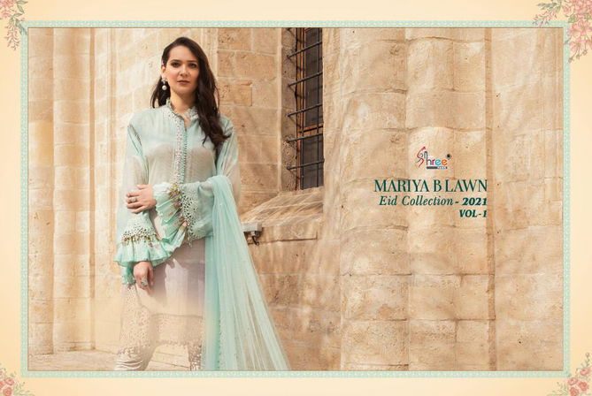 Shree Mariya B Lawn Eid Collection 2021 Vol 1 Latest Fancy Designer Festive Wear Pure Cotton Printed Pakistani Salwar Suits Collection
