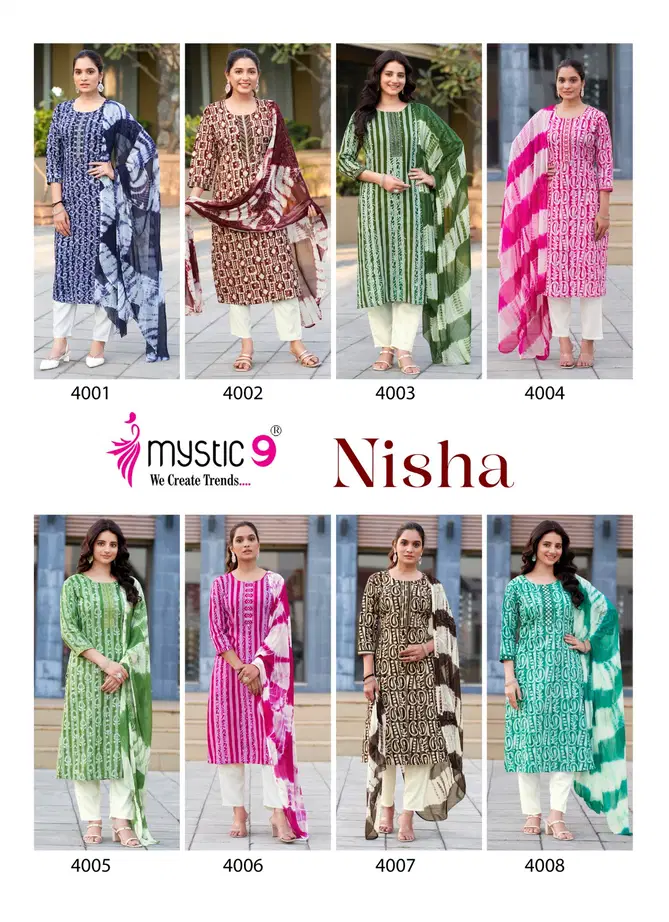 Nisha Vol 4 By Mystic 9 Cotton Dobby Kurti With Bottom Dupatta Online Wholesale