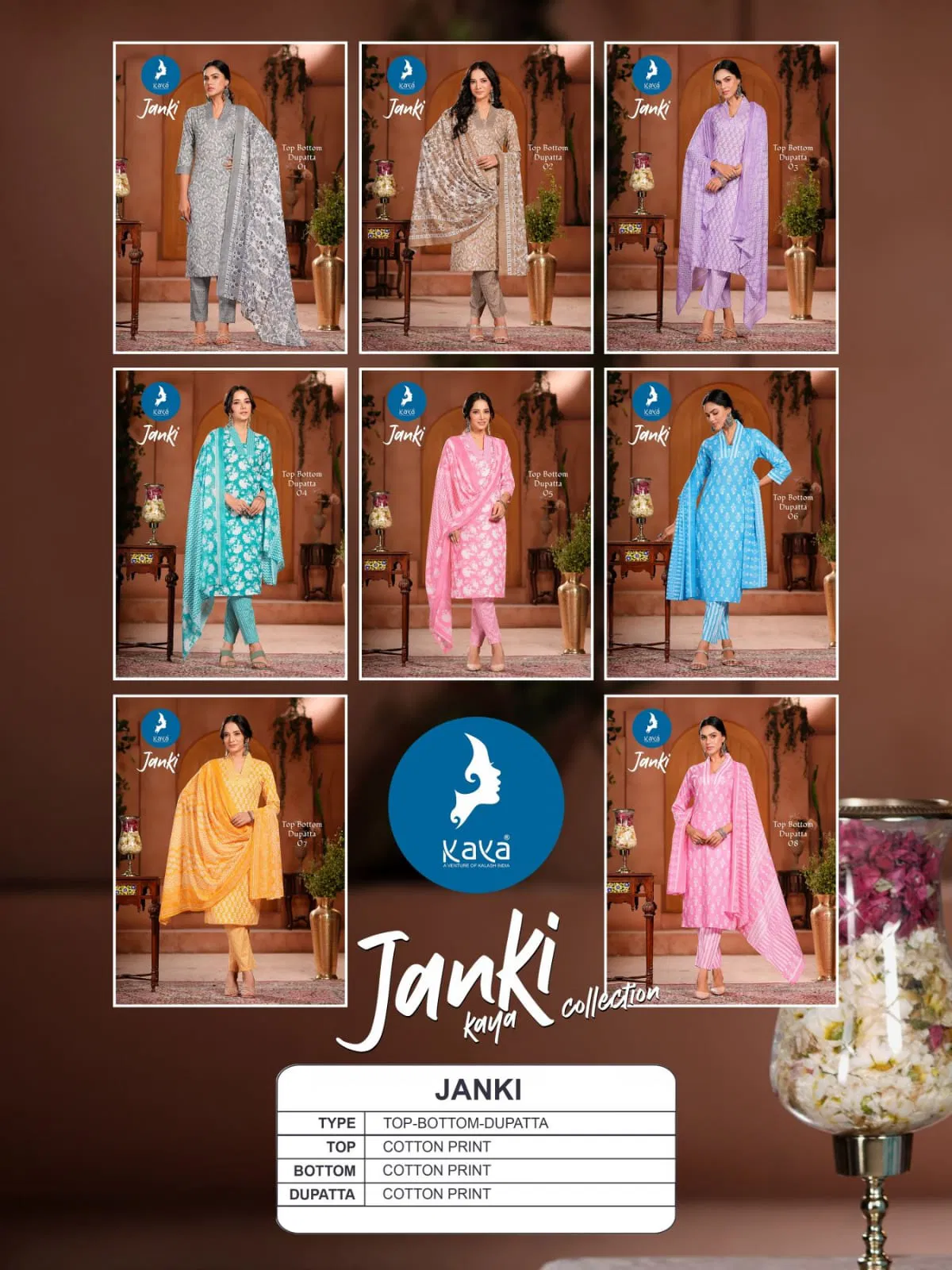 Janki By Kaya Cotton Printed Kurti With Bottom Dupatta Wholesalers In Delhi