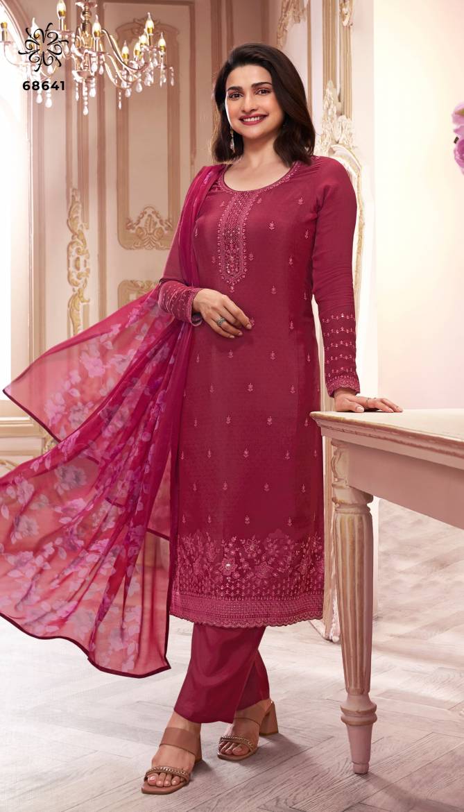 Silkina Royal Crepe 46 By Vinay Embroidery Designer Salwar Kameez Wholesale In Delhi
