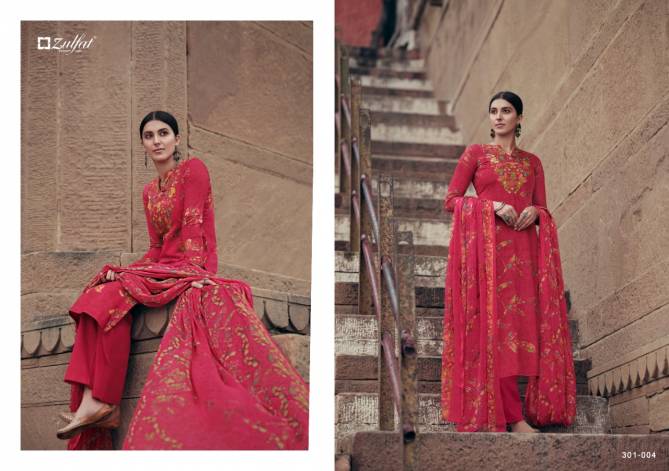 Zulfat Amira Zulfat Amira Fancy Festive Wear Digital Printed Designer Top With Four Side Less Dupatta Dress Material Collection

