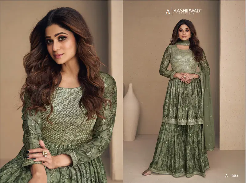 Aashirwad Gulkand Flower Designer Wedding Salwar Suit Catalog
