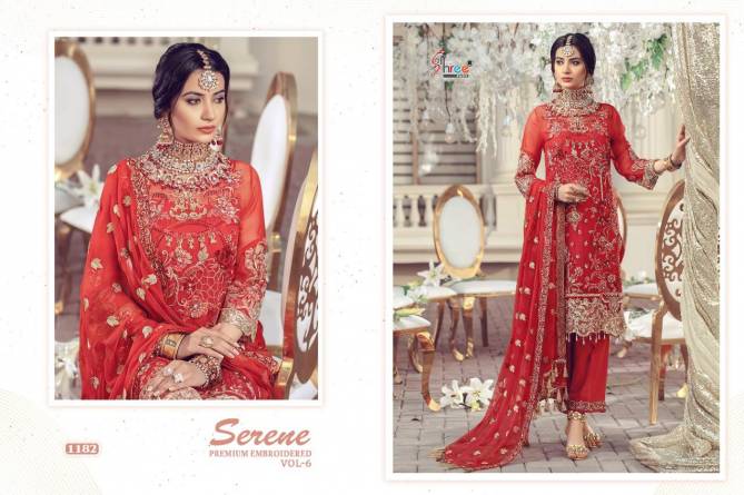 Shree Serene Premium Embroidered 6 Heavy Wedding Wear Georgette With Embroidery And Diamond Work Top With Dupatta Pakistani Salwar Suits Collection 
