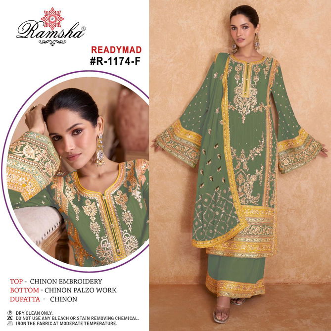 R 1174 Nx By Ramsha Chinon Pakistani Readymade Suits Orders In India