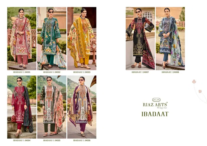 Ibadaat 24001 By Riaz Arts Lawn Digital Printed Dress Material Orders In India