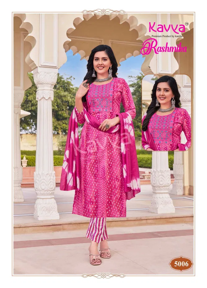 Rashmika Vol 5 By Kavya Rayon Foil Printed Kurti With Bottom Dupatta Orders In India