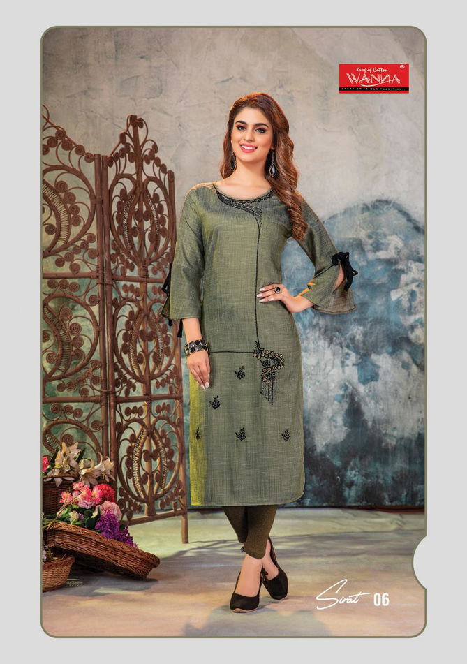 wanna sirat latest designer collection ethnic wear rayon embroidery work straight kurtis 