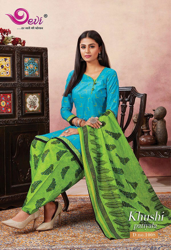 Devi Khushi Latest Printed Patiala Regular Wear Pure Cotton Readymade Collection
