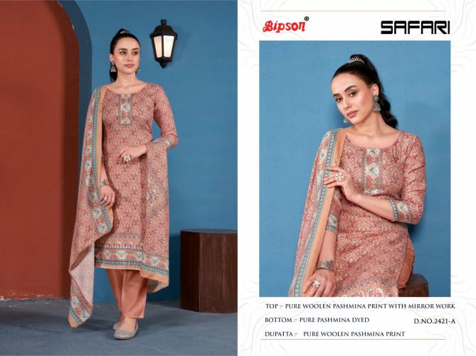 Bipson Safari 2421 Printed Wool Pashmina Dress Material
