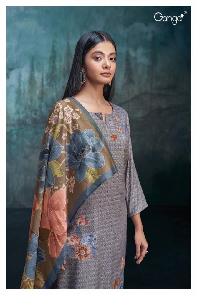 Lyrica 2074 By Ganga Pure Pashmina Kurti Bottom With Dupatta Dress Material Catalog
