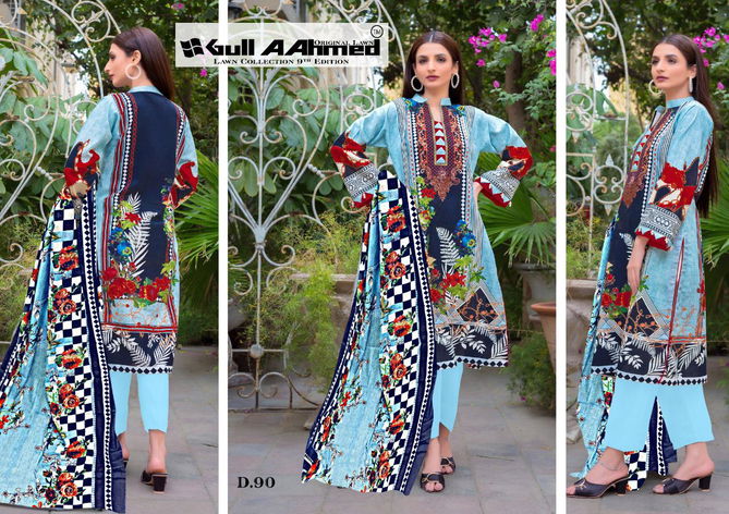 Gul Ahmed 9 Latest Fancy Designer Casual Wear Pure Lawn Karachi Dress Materials Collection
