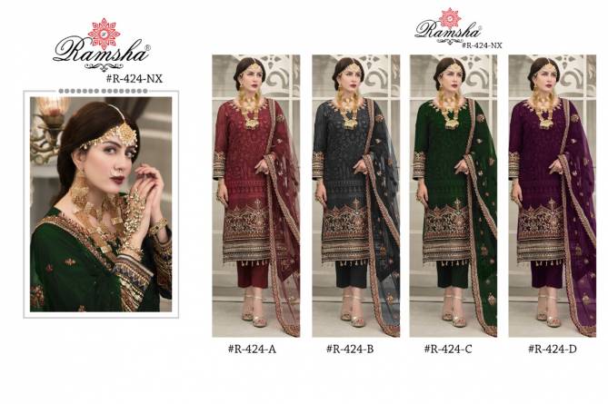 Ramsha R 424 Nx Fancy Festive Wear Georgette Embroidery Pakistani Salwar Kameez Collection