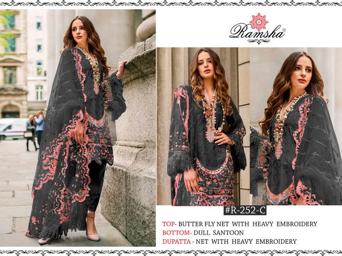 Ramsha R 252 Nx Latest Heavy Festive Wear Fancy Butterfly Net With Embroidery Pakistani Salwar Suits Collection
