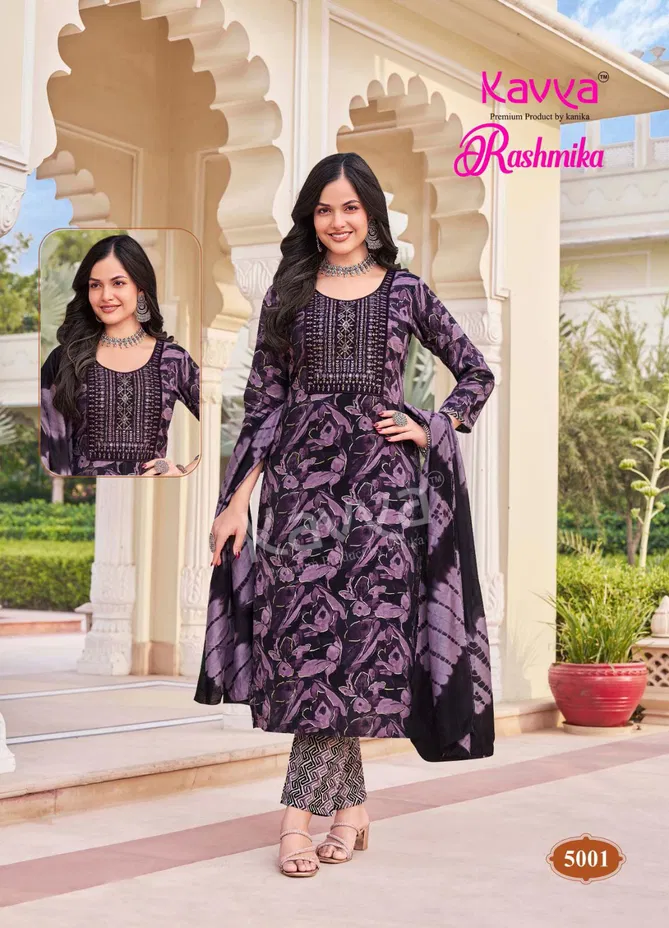 Rashmika Vol 5 By Kavya Rayon Foil Printed Kurti With Bottom Dupatta Orders In India