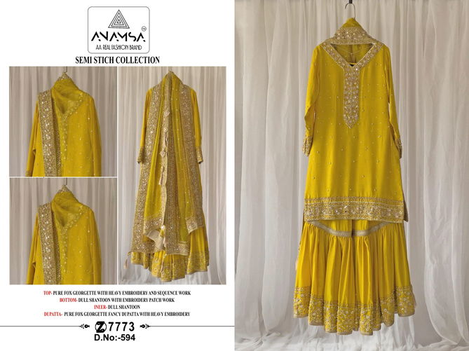 Anamsa 594 Faux Georgette Embroidery Pakistani Suit Orders In India