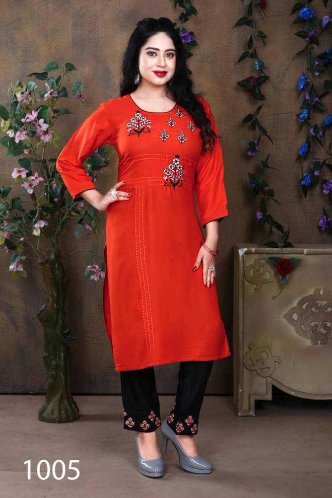 Pluto 3 Fancy Ethnic Wear Rayon Designer Kurtis With Bottom Collection
