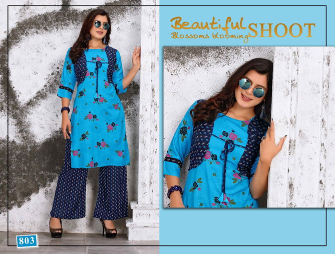 Trendy Tip Top Heavy Latest Fancy Designer Rayon Printed Jacket Kurti With Bottom Collection
