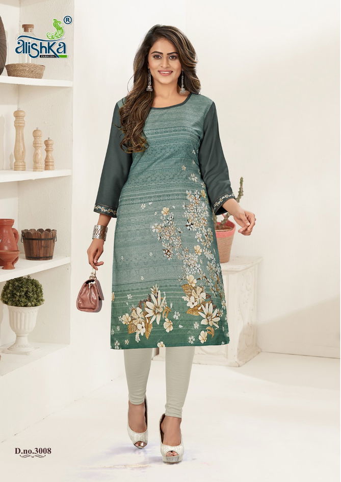 Alishka Beliza 3 New Designer Printed Rayon And Crape Kurtis Collection 