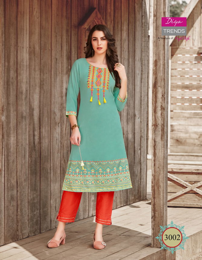 Victoria 3 Latest Fancy Designer Ethnic Wear Heavy Rayon Foil Print Designer Kurtis Collection
