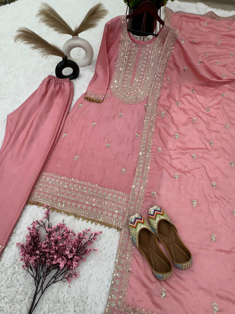 Nsr 814 Designer Pure Heavy Chinnon Silk Readymade Suit Manufacturers