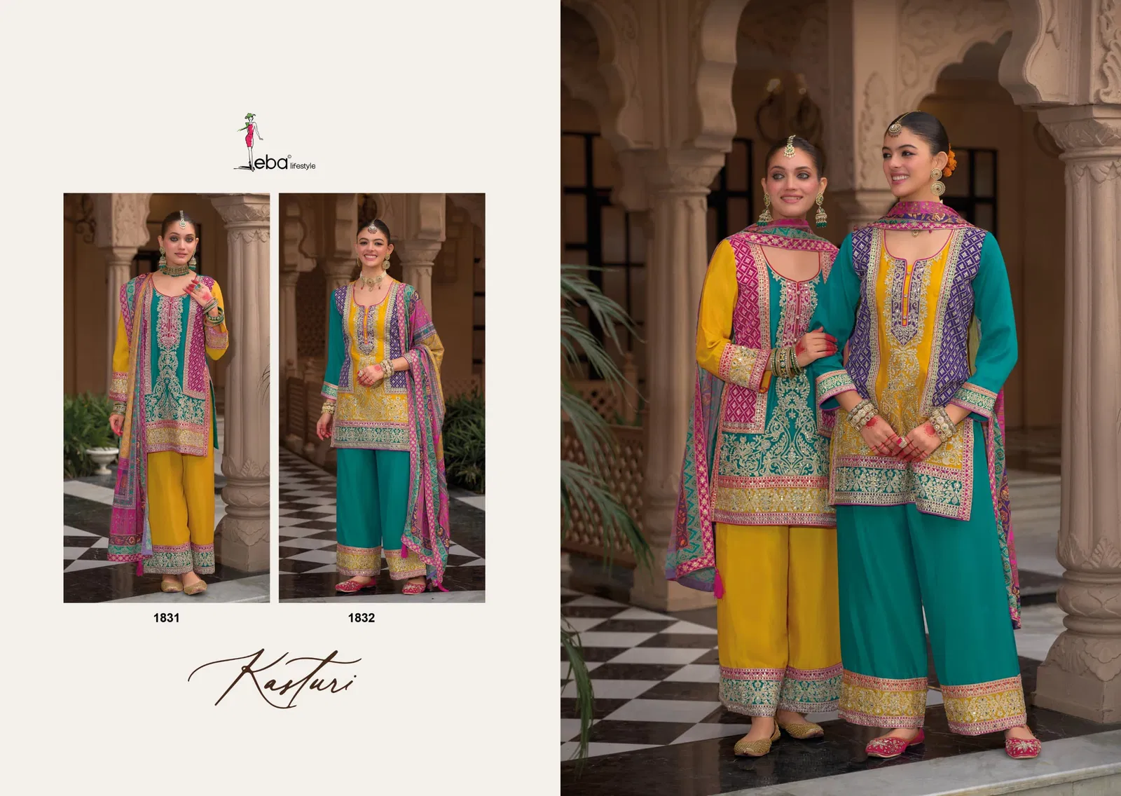 Kasturi by Eba Chinon Embroidered Readymade Suits Wholesale Online