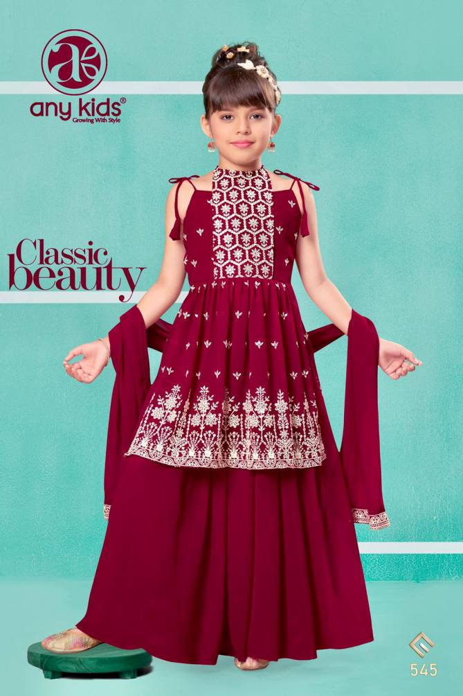 Any Kids 545 Red Sharara Suits Girls Wear Catalog