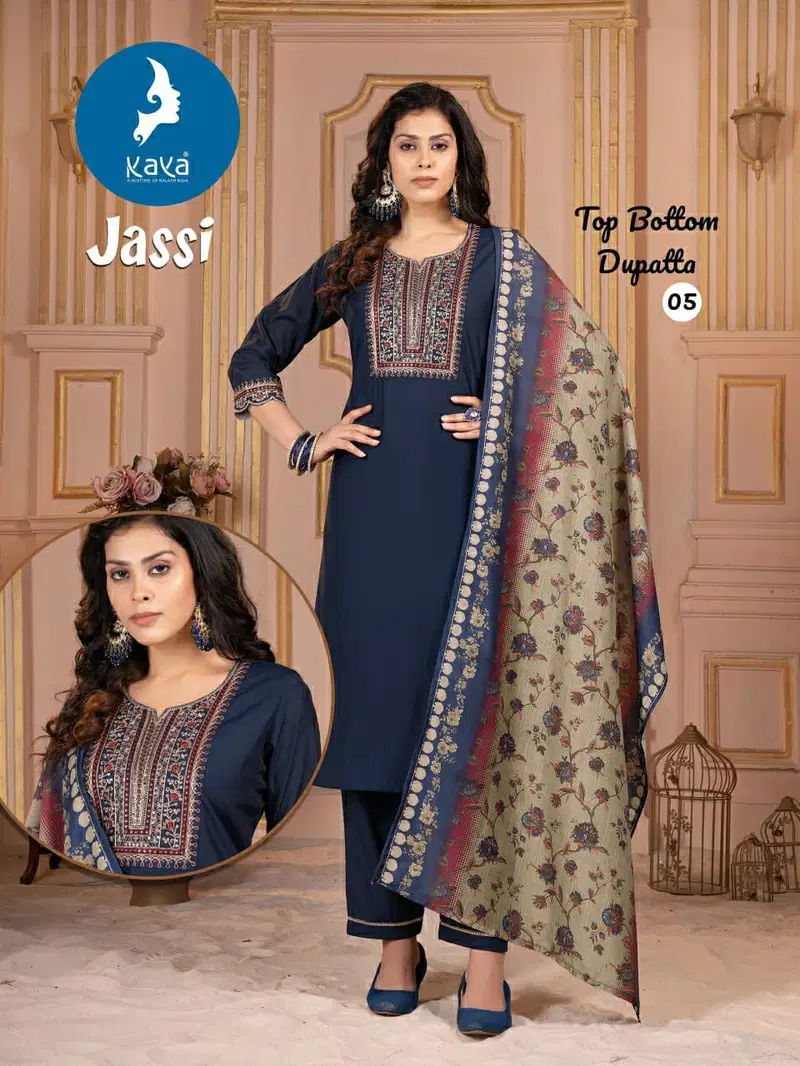 Jassi By Kaya Roman Silk Kurti With Bottom Dupatta Wholesale Shop In Surat