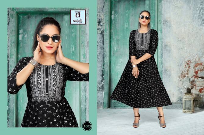 Anjali Libas Latest Regular Wear Rayon Printed Designer Kurtis Collection