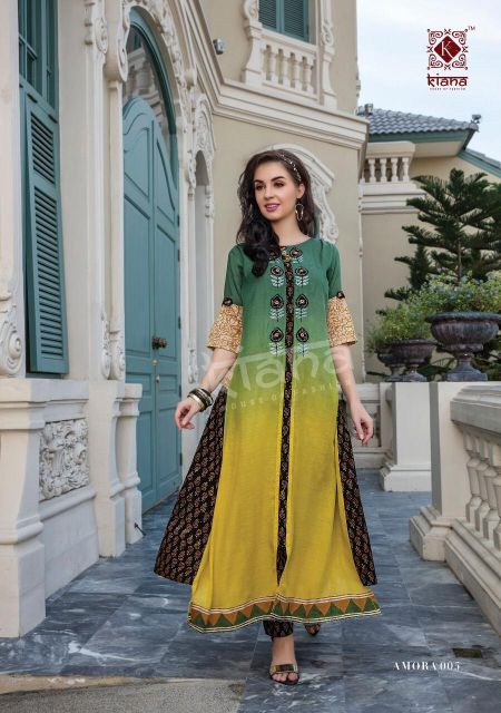 Kiana Amora Fancy Elegant Latest Designer Heavy Casual Wear Kurti With Bottom Collection
