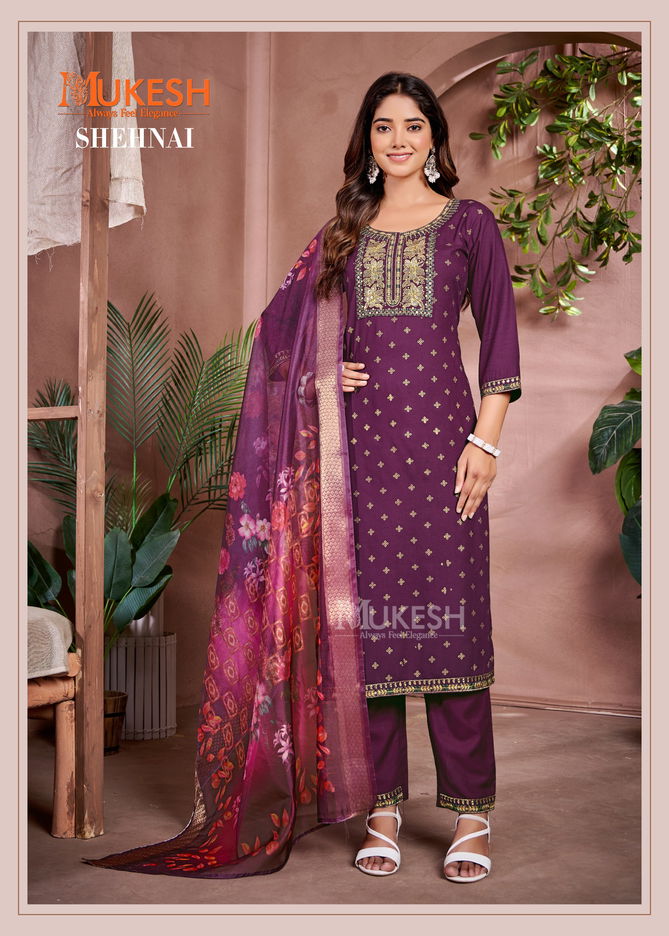 Shehnai By Mukesh Foil Butty Rayon Top With Bottom Dupatta Wholesale Shop In Surat