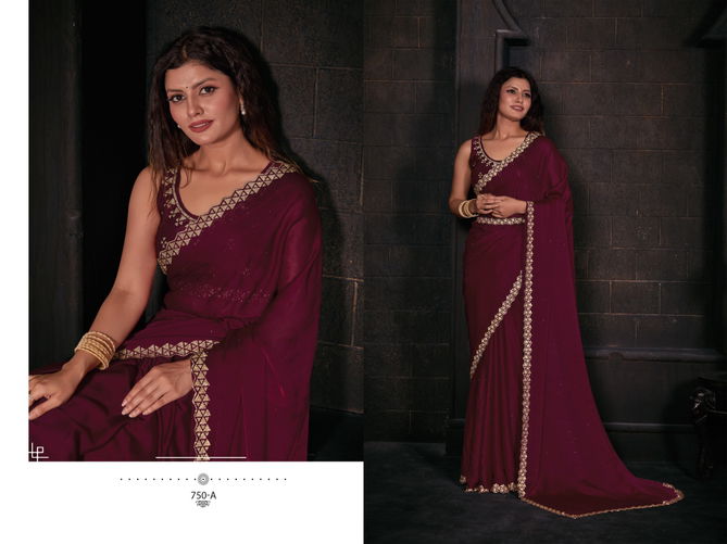 Mehek 750 A TO F Pure Satin Chiffon Party Wear Saree Wholesale Online