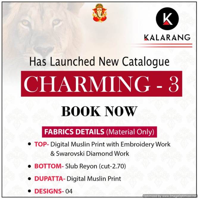 Kalarang Charming Vol 3 Latest Designer Digital Muslin Print With Embroidery Work And Swarovski Diamond Work Dress Material 