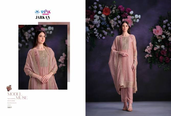 Jarkan Vol 5 By Vipul Shimmer Organza Embroidery Salwar Kameez Wholesale Shop In Surat